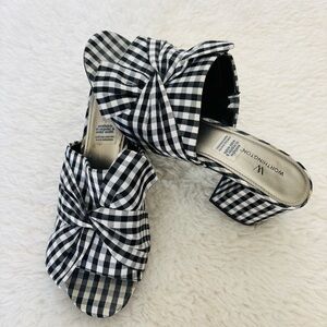Worthington Fabric & Leather Black and White Checkered Sandals
